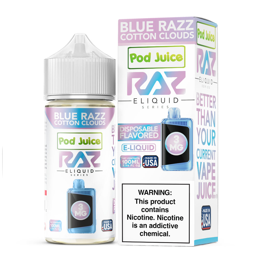 Blue Razz Cotton Clouds - Pod Juice Raz Series | Salt Nic | 100 ml